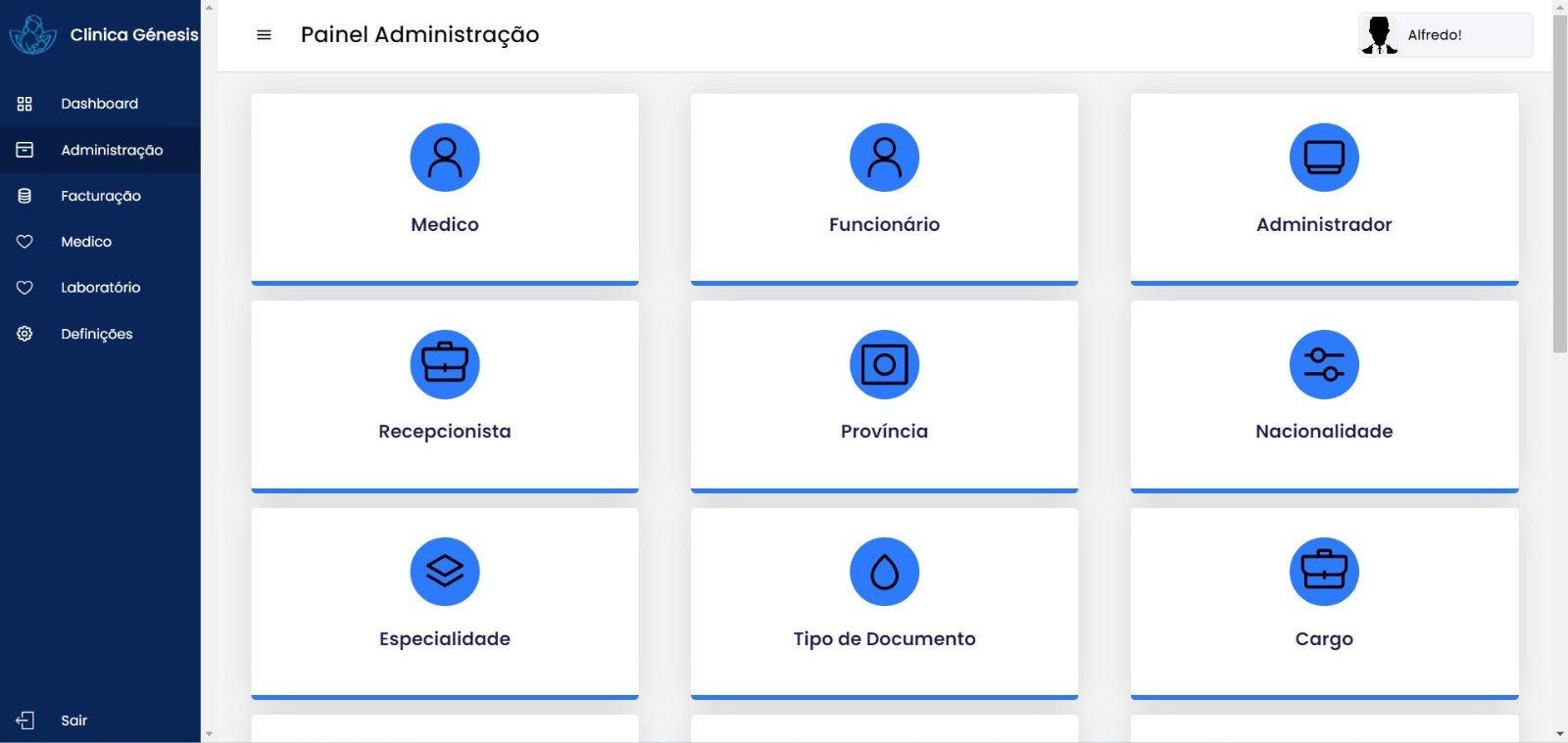 painel administrativo